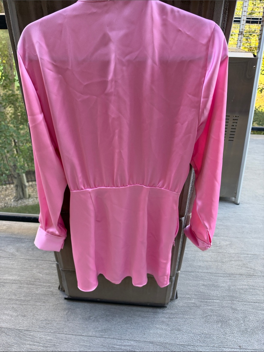 Zara Pink Satin Wrap Long Sleeve Dress - Picture 5 of 9